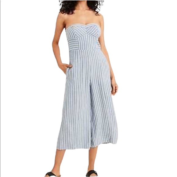 American Eagle Outfitters Pants - American Eagle Striped Corset Jumpsuit Wide Leg Strapless Cut Out Back